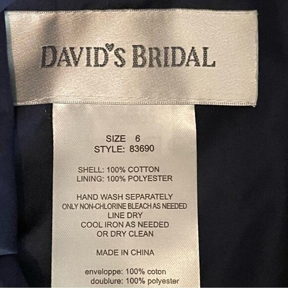 David’s Bridal Navy 100% Cotton Wedding Party Event Dress NWOT Size 6 - Picture 9 of 12